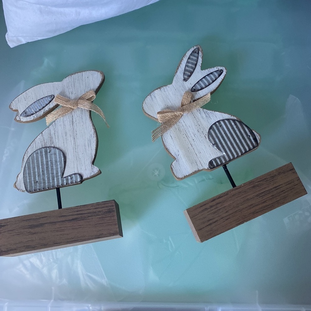Burton + Burton Small Decorative Wood Bunnies Bunny Decor